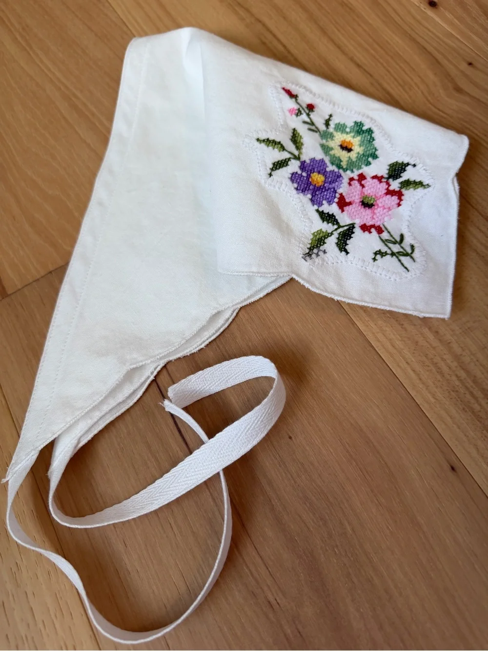 Handmade Bandana Hair Scarf Cross Stitch